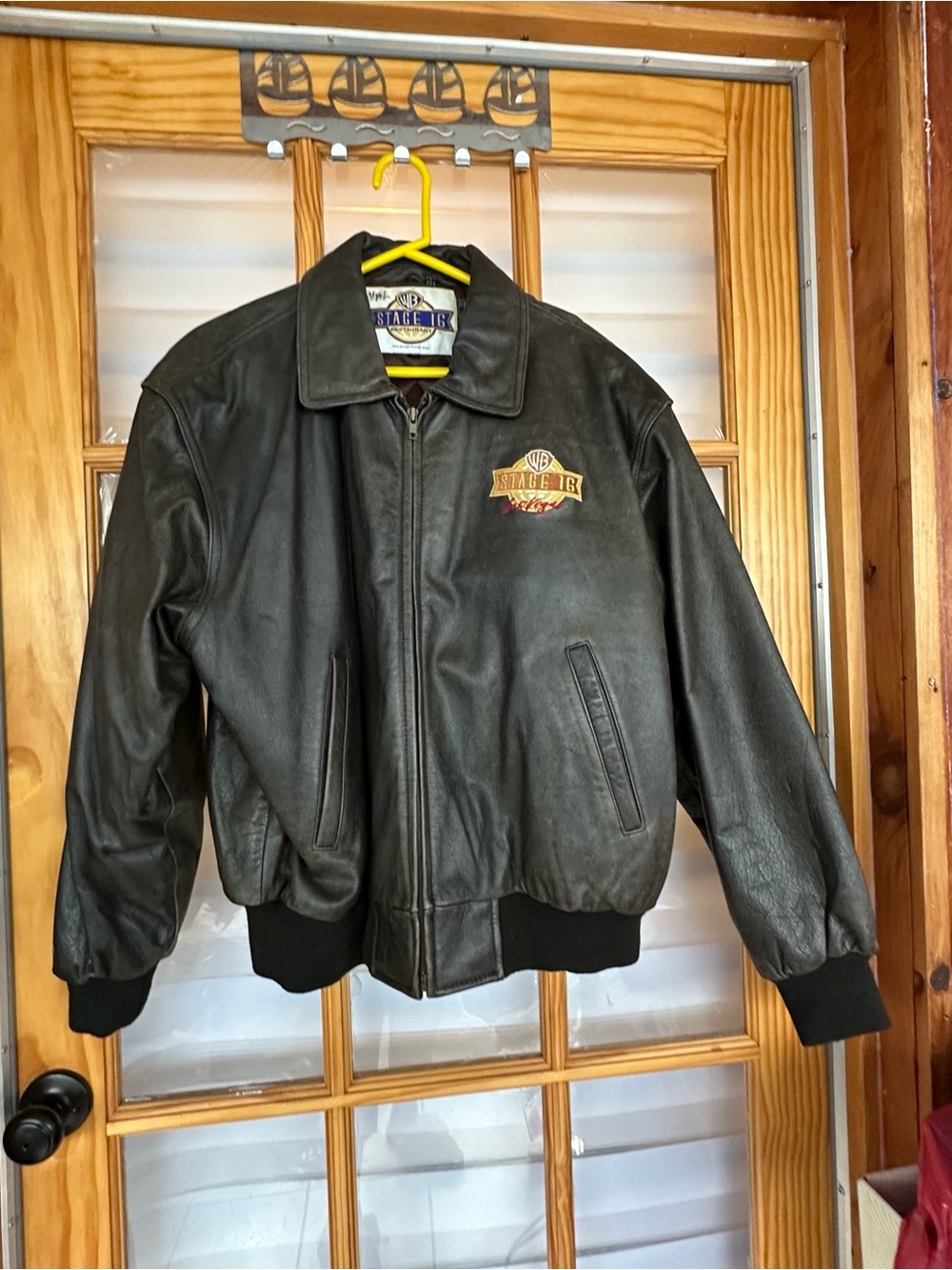 Men's Black Leather Bomber Jacket